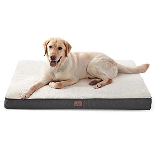 Bedsure Cama Perro Extra Grande Ortopédica - Colchón Perro Lavable Verano XL, Desenfundable con Espuma De Caja De Huevos, 112x81x7.6 cm