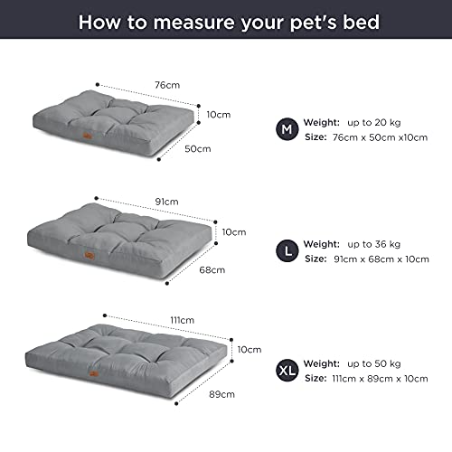 Bedsure Cama Perro Impermeable Extra Grande - Colchón Perro Lavable para Verano, Cojín Perro Antipelo y Suave, Gris, XL, 111x89x10 cm