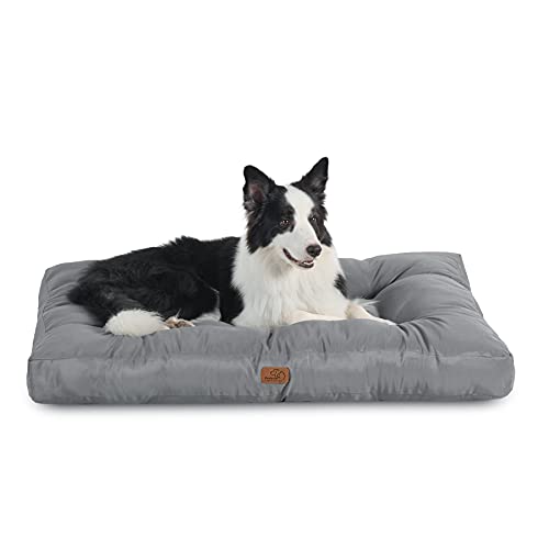 Bedsure Cama Perro Impermeable Extra Grande - Colchón Perro Lavable para Verano, Cojín Perro Antipelo y Suave, Gris, XL, 111x89x10 cm