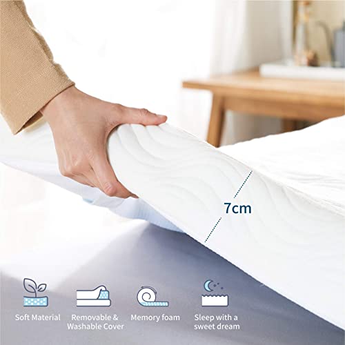 Bedsure Topper 90x190 Viscoelastico Colchon - Sobrecolchon Memory Foam Mattress Antiestático, Cubre Colchon Espuma con 1 Funda Extraíble y Lavable, Colchoncillo Efecto Memoria Hipoalergénico