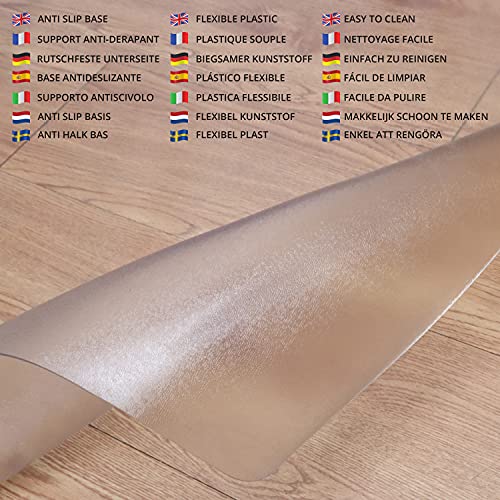 BELLE VOUS Protector Suelo Silla Ruedas Transparente Resistente – 91,5 x 123 cm - Alfombra Silla Ruedas Antideslizante Alfombra y Suelo - Protector de Suelo para Silla de Oficina