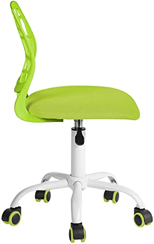 BELTOM Silla de Escritorio para niñas Niños Youth. Silla ergonómica giratoria a 360°. Ajustable en Altura para el hogar y la Oficina. Sin apoyabrazos con Respaldo - Verde