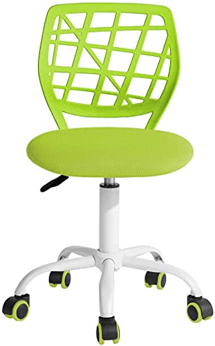 BELTOM Silla de Escritorio para niñas Niños Youth. Silla ergonómica giratoria a 360°. Ajustable en Altura para el hogar y la Oficina. Sin apoyabrazos con Respaldo - Verde