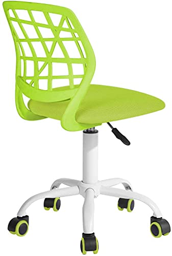 BELTOM Silla de Escritorio para niñas Niños Youth. Silla ergonómica giratoria a 360°. Ajustable en Altura para el hogar y la Oficina. Sin apoyabrazos con Respaldo - Verde