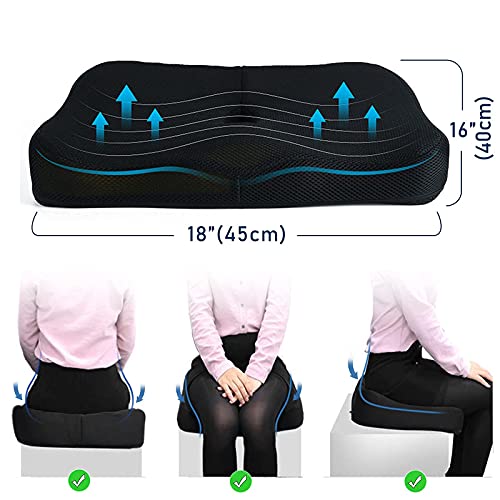 BEOBEU Cojín de Asiento diseño ergonómico Que Elimina la presión de la Parte Inferior de la Espalda y el coxis para Silla de Oficina, Silla de Coche, Silla de Ruedas（Blanda）