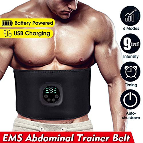 Bestine Estimulador Muscular EMS Trainer USB Recargable Estimulador Muscular Abdominal Abdomen Cintura Ejercitador Tonificante Cinturón para Hombres Mujeres (No Necesita Almohadillas Repuesto o Gel)