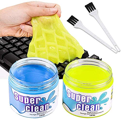 BESTZY Kit Limpiador de Teclado - 2 Gel de Limpiador y 2 Cepillo Teclado, Súper Limpia el Polvo y las Bacterias en Ordenador Tableta Cámara Calculadora Interior del Coche, 160 g * 2