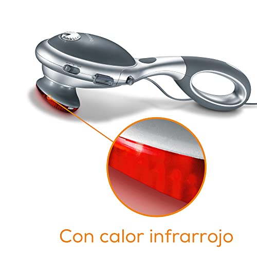 Beurer MG 70 Masajeador de infrarrojos, masaje por golpecitos, para masajear la espalda, el cuello, los brazos, las piernas, dos accesorios diferentes, función de calentamiento por infrarrojos