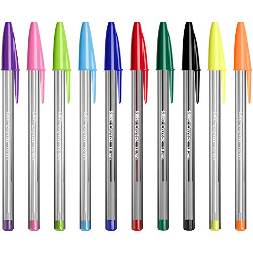 "BIC Cristal Multicolour - Pack de 15 unidades, bolígrafos de punta ancha (1,6 mm), colores surtidos, ideal para dibujos y anotaciones"