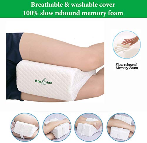 Big Ant Ortopédica rodilla cojín para ciática Alivio – mejor para pierna, espalda, y rodilla - cuña de espuma con efecto memoria Contour Pierna Almohada con funda extraíble