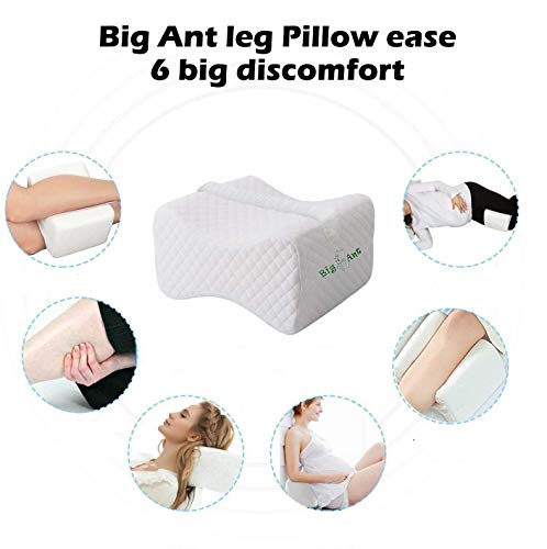 Big Ant Ortopédica rodilla cojín para ciática Alivio – mejor para pierna, espalda, y rodilla - cuña de espuma con efecto memoria Contour Pierna Almohada con funda extraíble