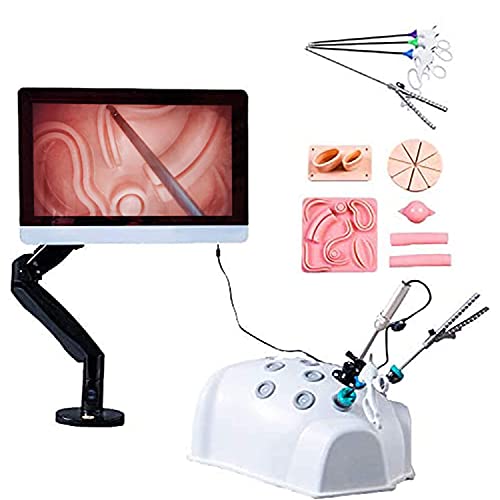 BILXXY Caja de Entrenamiento laparoscópico, Kit de práctica de sutura simulador toracoscópico para Medicina 4 Instrumentos quirúrgicos y 9 módulos de Entrenamiento y cámara de endoscopio HD