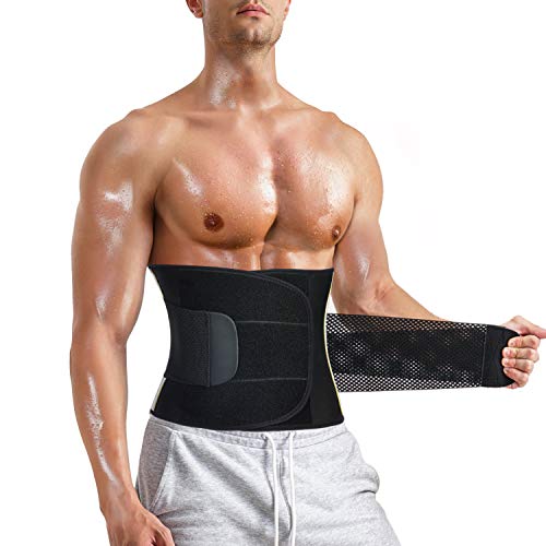 Bingrong Faja Deporte Entrenador de Cintura Entrenador Faja Reductora Faja de Fitness Neopreno Cintura Fajas Deportivas Lumbar Hombre Velcro (Negro, X-Large)