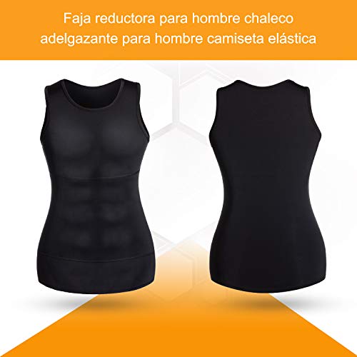 Bingrong Faja Reductora para Hombre Chaleco para Hombre Camiseta elástica para Abdomen Ropa Interior Reductora (Negro, XXX-Large)