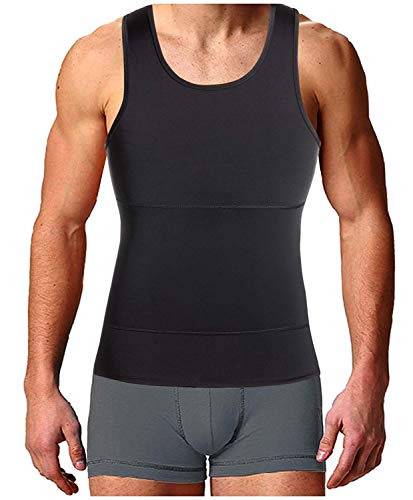 Bingrong Faja Reductora para Hombre Chaleco para Hombre Camiseta elástica para Abdomen Ropa Interior Reductora (Negro, XXX-Large)