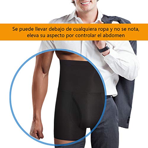 Bingrong Fajas Pantalones Braga Moldeadora Abdomen Hombre Boxers Calzoncillos Moldeador Orificio Fitness Ropa Interior Negra Elástico Shapewear for Men Faja Reductora Adelgazante (Negro, XX-Large)