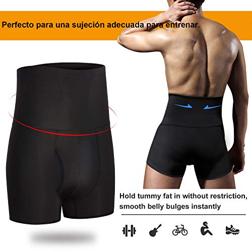 Bingrong Fajas Pantalones Braga Moldeadora Abdomen Hombre Boxers Calzoncillos Moldeador Orificio Fitness Ropa Interior Negra Elástico Shapewear for Men Faja Reductora Adelgazante (Negro, X-Large)