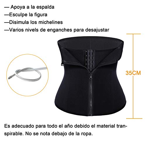 Bingrong Fitness Faja Cintura Entrenador de Cintura con Cremallera Faja Corset Fajas Reductoras Adelgazantes Mujer Waist Trainer Corset Faja Lumbar Moldeadora Bustier (Negro, XX-Large)