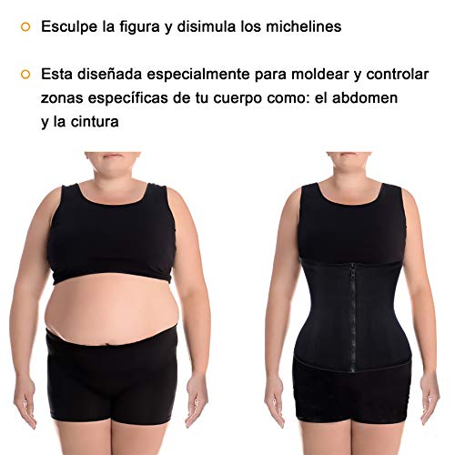 Bingrong Fitness Faja Cintura Entrenador de Cintura con Cremallera Faja Corset Fajas Reductoras Adelgazantes Mujer Waist Trainer Corset Faja Lumbar Moldeadora Bustier (Negro, XX-Large)