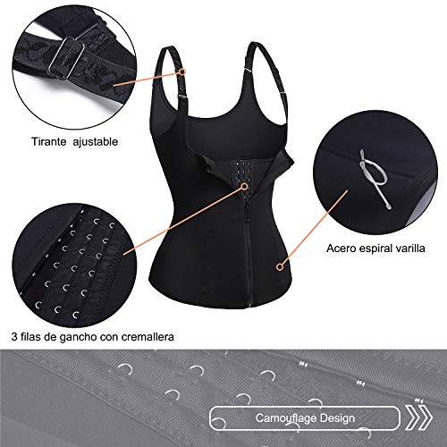 Bingrong Ropa Faja Reductora Mujer Adelgazante Lencería Moldeadora Shapewear Body Waist Trainer Corse de Abdomen Chaleco Moldeador Mujer (Negro, Large)