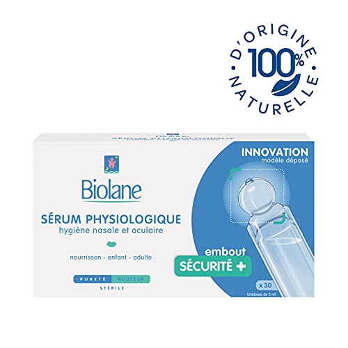 Biolane – Sérum Physiologique – Pour nettoyer le nez ou les yeux du bébé en toute sécurité - 30 unidoses