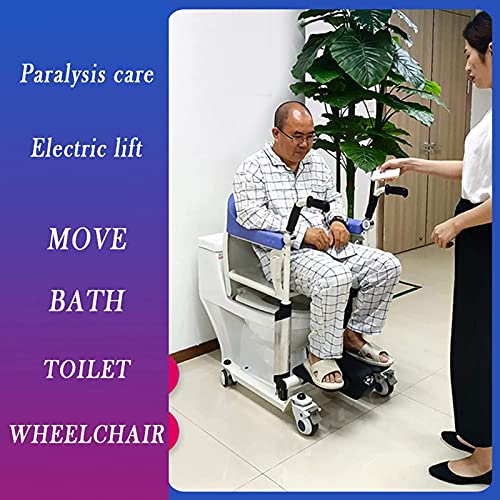 BJH Silla de Ruedas de enfermería portátil y Plegable, Silla de Ducha Ajustable en Altura, Elevador eléctrico Multifuncional de Transferencia de Pacientes para Ancianos y discapacitados