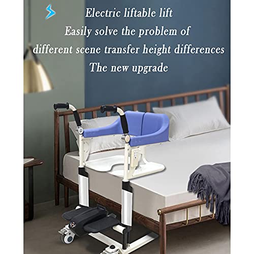 BJH Silla de Ruedas de enfermería portátil y Plegable, Silla de Ducha Ajustable en Altura, Elevador eléctrico Multifuncional de Transferencia de Pacientes para Ancianos y discapacitados