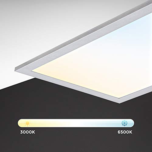 B.K.Licht LED Panel I Temperatura de color ajustable continuamente I 7 colores I Luz de techo ultra plana I Regulable I Mando a distancia I 595x295x42mm