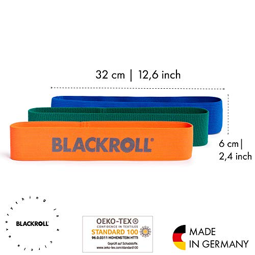 Blackroll AMLBBE - Banda elástica para Fitness (Talla única), Unisex Adulto, Banda de Fitness., AMSETLBOGB, Juego de 3 Cintas Loop de Color Naranja, Verde y Azul., Talla única