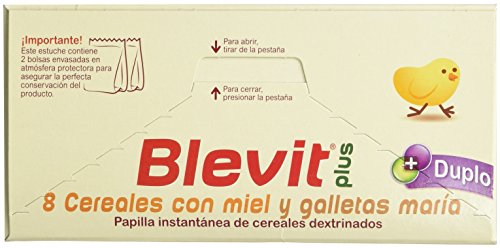 Blevit Plus Duplo 8 Cereales con Miel y Galletas María - Papilla de Cereales para Bebé con Fibra y elevado Valor Nutricional - Favorece la Digestión - Desde los 5 meses - 600g