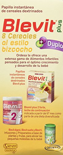 Blevit Plus Duplo Papilla 8 Cereales, Sabor Naranja y Bizcocho, desde los 5 Meses, 600g