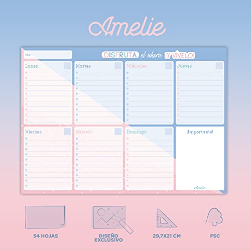 Bloc Planificador Semanal A4 Amelie Pastel Collection