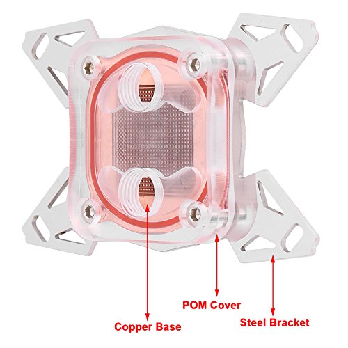 Bloque enfriador de agua de la CPU, Bloque de enfriamiento de agua de CPU especializado para computadora con cubierta POM para ADM AM4, Cubierta POM de base de cobre rojo Sistemas de enfriamiento