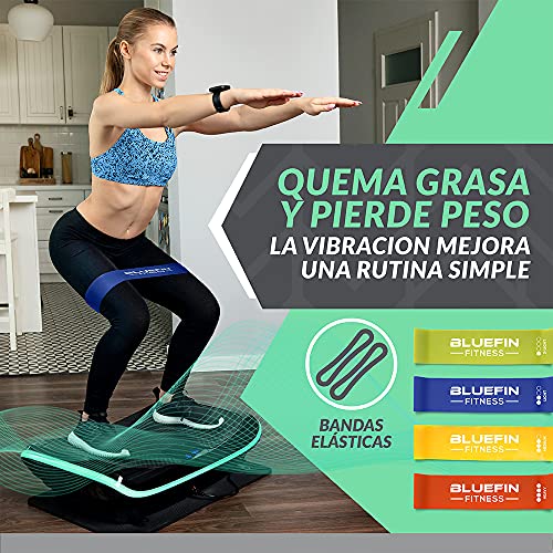 Bluefin Plataforma Vibratoria de Fitness con Triple Motor 4D | Masaje de Terapia Magnética I Altavoces Bluetooth 4.0 (Negro)