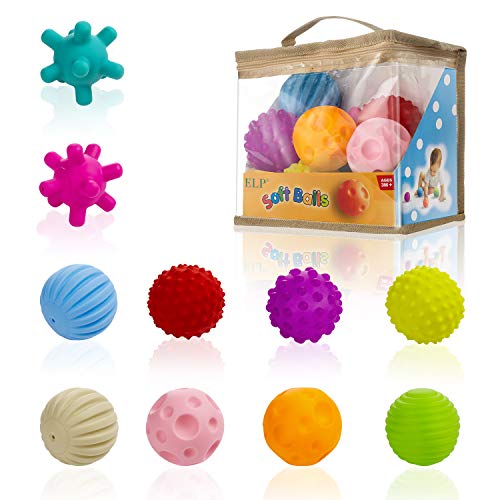 Bolas Sensoriales para Bebés, Comius Sharp Soft Hand Ball Grip Ball Sensor Ball Set Textured Multi Ball Set, Infantil Pelota Educativa Suaves Garre Juguete de Baño (10 Pcs)