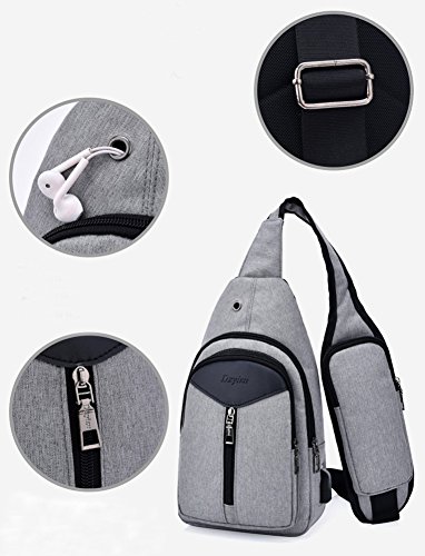 Bolsa de Hombro con USB Puerto de Carga, Estwell Bolso Pecho Sling Hombro Crossbody Bolsa para Hombres Mujeres para el Deporte al Aire Gimnasio Viajes Senderismo