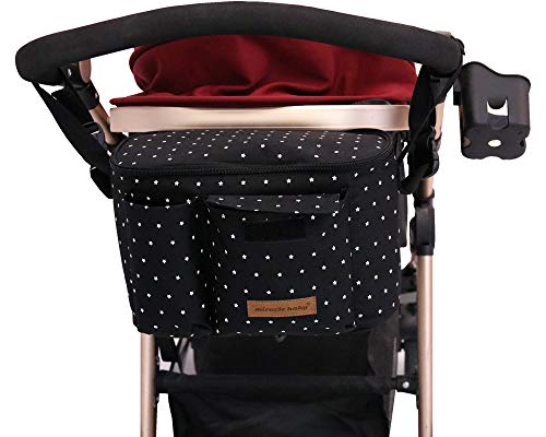 Bolsa Organizadora de Cochecitos para Mamá,Bolsa Carrito Bebe Súper Liviana, Multifuncional de Gran Capacidad para Almacenar 31x 20 x18 cm (Negro)