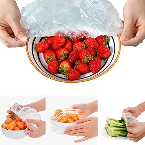 Bolsas Conservación Fresca, 100 Piezas Funda Protectora Alimentos Tapa Plástico, Tapa plástico alimentos, Cubierta de Alimentos, Fundas Elásticas Reutilizables para Almacenamiento de Alimentos