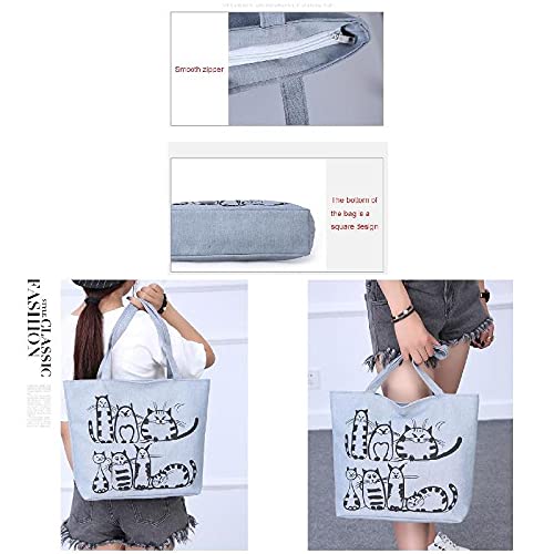 Bolsos Mujer, Bolsos de Mujer, Monedero Tote Bag Bandolera de Impresión del Gato, Bolso Carteras de Mujer Cremallera, Bolsa de Hombro casual para la vida diaria, ocio, desplazamientos, etc