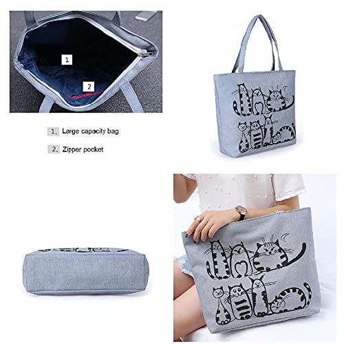 Bolsos Mujer, Bolsos de Mujer, Monedero Tote Bag Bandolera de Impresión del Gato, Bolso Carteras de Mujer Cremallera, Bolsa de Hombro casual para la vida diaria, ocio, desplazamientos, etc