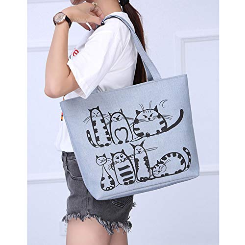 Bolsos Mujer, Bolsos de Mujer, Monedero Tote Bag Bandolera de Impresión del Gato, Bolso Carteras de Mujer Cremallera, Bolsa de Hombro casual para la vida diaria, ocio, desplazamientos, etc