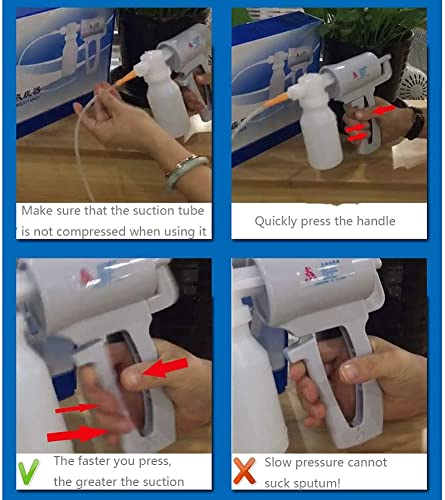 Bomba de succión manual, bomba de succión de flema Máquina de secreción de moco Kit de terapia para el hogar y el hospital con botella de almacenamiento de líquido y tubo de succión para ancianos.