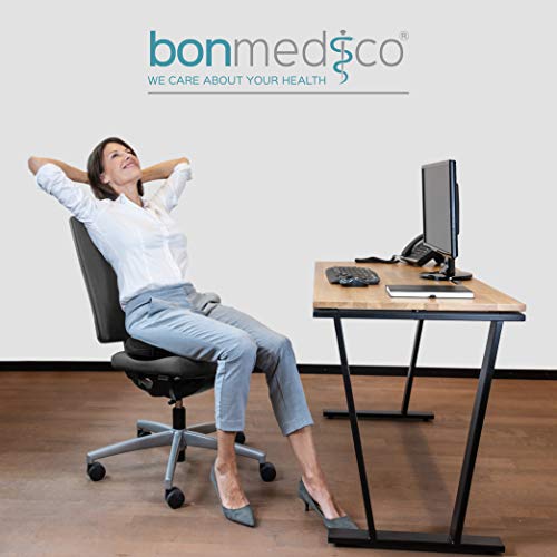 Bonmedico Cojin Antiescaras Ortopedico en Espuma para Silla de Ruedas, Oficina, Asiento de Coche y Gaming - Almohada Lumbar - Soporta Espalda y Coxis