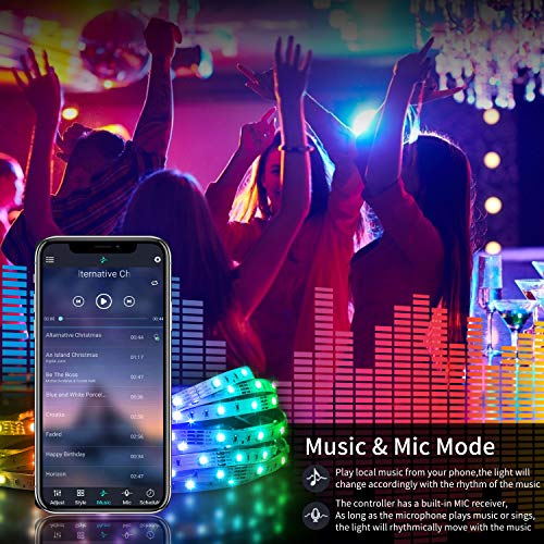 Bonve Pet 20M Tiras LED RGB 5050, Bluetooth Musical Tiras LED 600 LEDs Tiras de Luces LED Iluminación, Control de APP y Remoto Control de 40 Teclas, 16 Millones de Colores, Modo de Horario