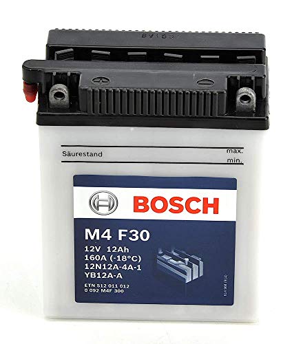 Bosch M4F30 Batería motocicleta 12N12A-4A-1 / YB12A-A - 12V Plomo 12A/h-120A