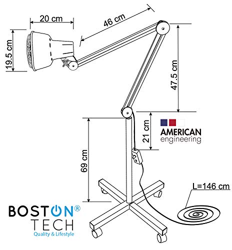 Boston Tech WE108-V2 - Boston Technology WE-108 Lámpara Infrarroja fisioterapia Flexible de 275W para Termoterapia, Alivio para dolores musculares, circulación y articulación