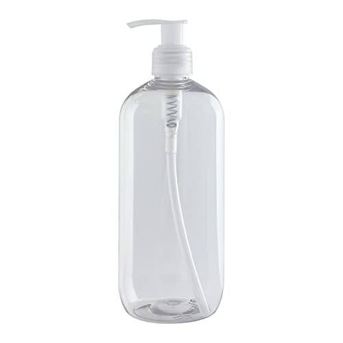 Bote dispensador de Gel rellenable 500 ml. Frasco dosificador hermético de plástico Pet Transparente para jabón, champú, lociones, hidroalcohol. (6 Unidades).