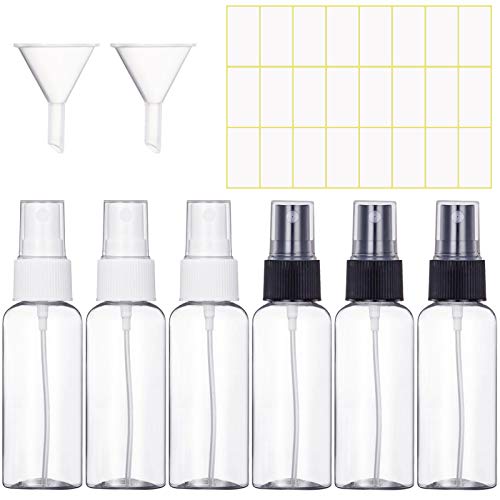 Bote Spray Botellas Vacía De Plástico Transparentes Contenedor de Pulverizador, 6 Piezas (50Ml)