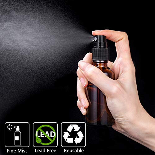 Bote Spray Cristal Ambar Botellas Vacía de Vidrio Contenedor de Pulverizador Atomizador Perfume, 5 Piezas 50ml