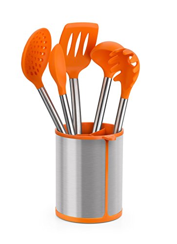 BRA Efficient Pinza de Cocina, Acero INOX, Nailon y Silicona, Naranja, 28.5 cm